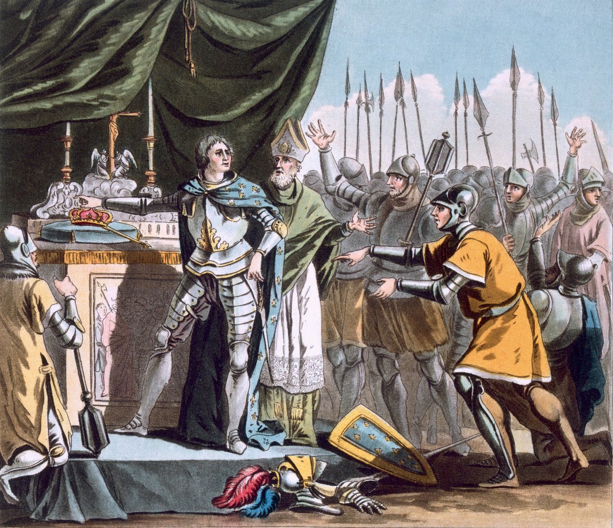 Bouvinesin historiallinen päivä vuonna 1214, kaiverrus Jean Baptiste Morret (fl. 1790-1820), 1790 tekijältä Jacques Francois Joseph Swebach