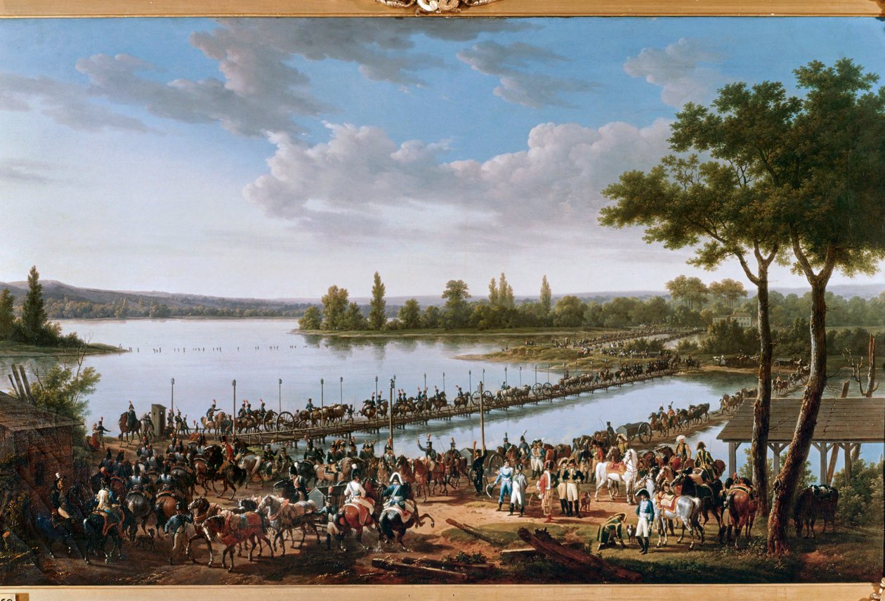 Napoleon kulkee Tonavan kautta ennen Wagramin taistelua ... (maalaus kankaalle) tekijältä Jacques Francois Joseph Swebach