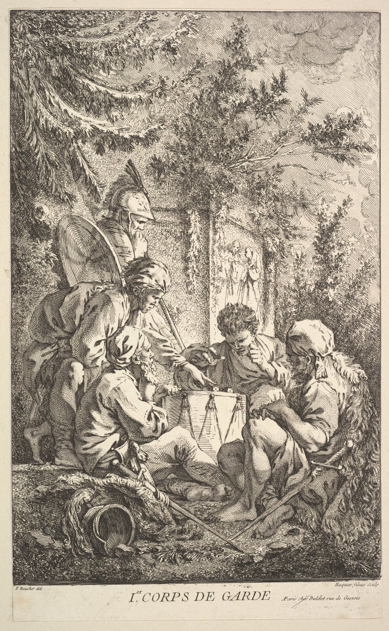 Ensimmäinen vartijahuone, n. 1754. tekijältä Jacques Gabriel Huquier