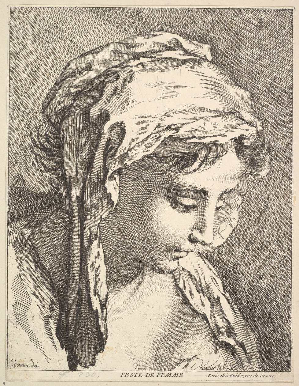 Naisen pää, 1700-luvun puolivälistä loppupuolelle. tekijältä Jacques Gabriel Huquier