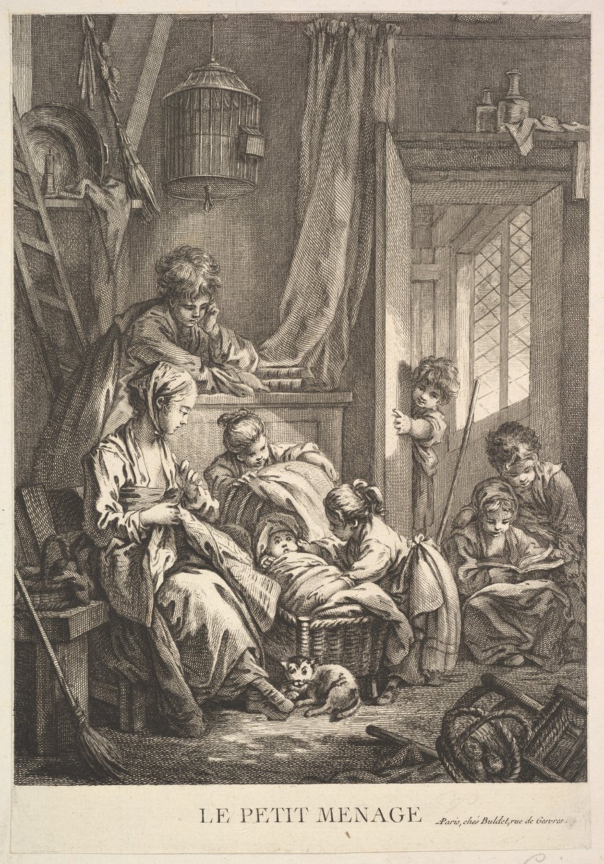 Pieni kotitalous, 1700-luvun puolivälistä loppu. tekijältä Jacques Gabriel Huquier