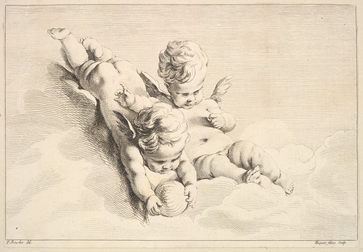 Dos cupidons, un amb una pilota, de mitjans a finals del segle XVIII. finlandès tekijältä Jacques Gabriel Huquier