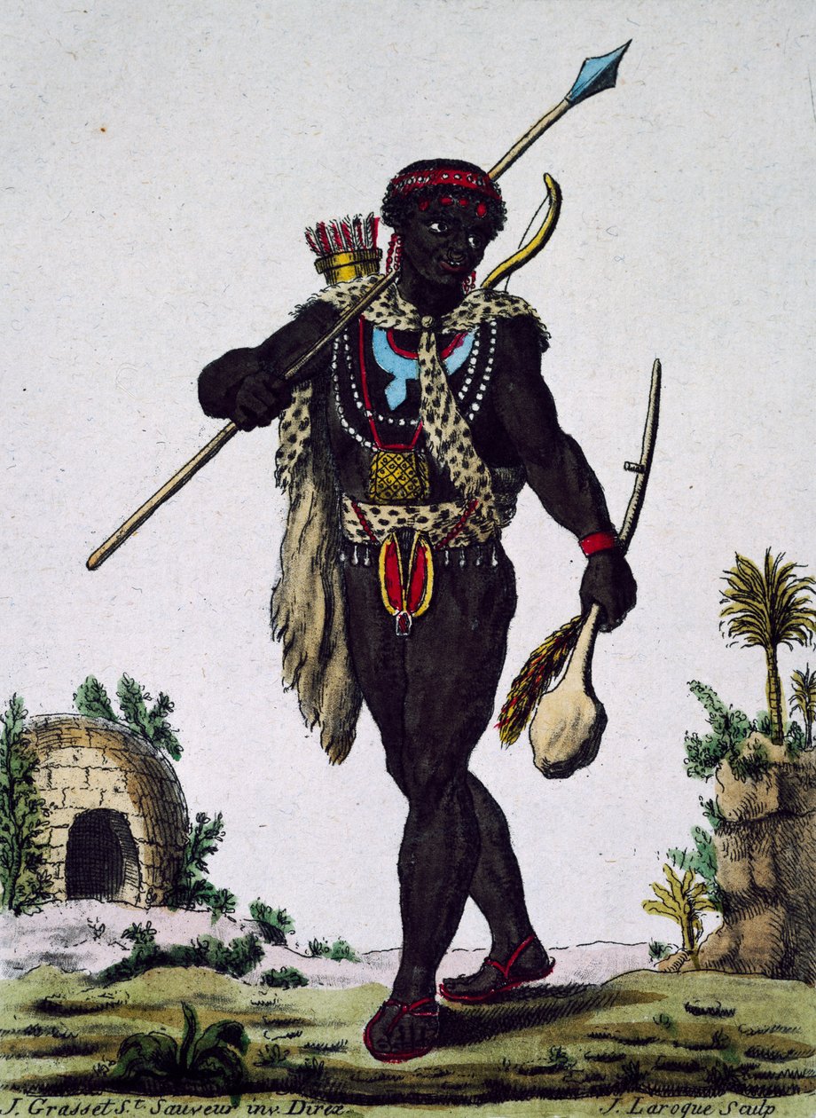 Mies Namaquas-heimosta, Afrikasta, kaiverrus Encyclopedia of voyagesista tekijältä Jacques Grasset de Saint Sauveur
