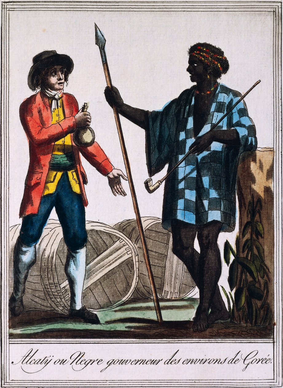 Alcaty, Senegalin Goreen heimopäällikkö, kaiverrus Labroussen piirroksesta (aktiivinen 1796), Encyclopedie des Voyagesista, Jacques Grasset de Saint-Sauveur (1757-1810) tekijältä Jacques Grasset de Saint Sauveur