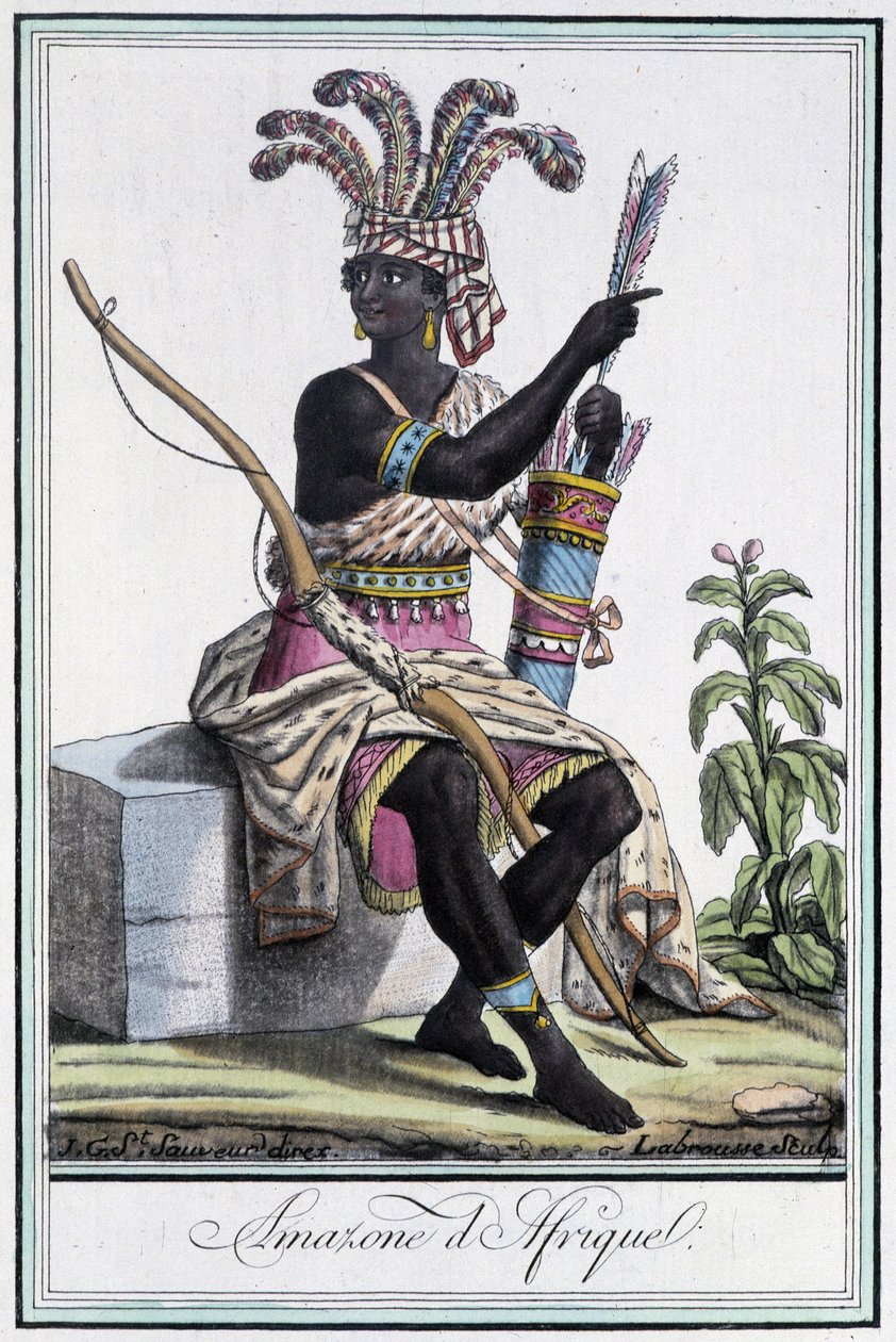 Afrikan Amazon - julkaisussa "" Encyclopedia of Travels"", kirjoittanut Grasset St Sauveur, toim. 1796 tekijältä Jacques Grasset de Saint Sauveur
