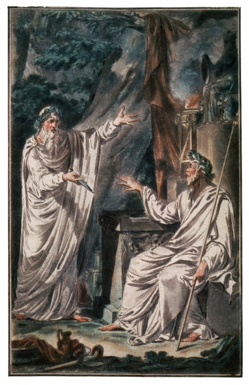 Kelttiläiset druidit, n. 1790 (kaiverrus) tekijältä Jacques Grasset de Saint Sauveur