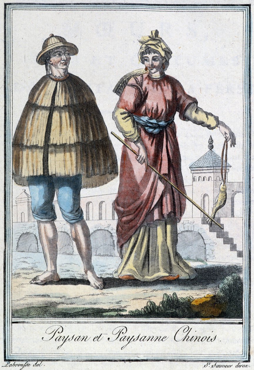 Kiinalainen talonpoika ja talonpoika - Grasset St Sauveurin "" Encyclopedia of Travels" -julkaisussa, toim. 1796 tekijältä Jacques Grasset de Saint Sauveur