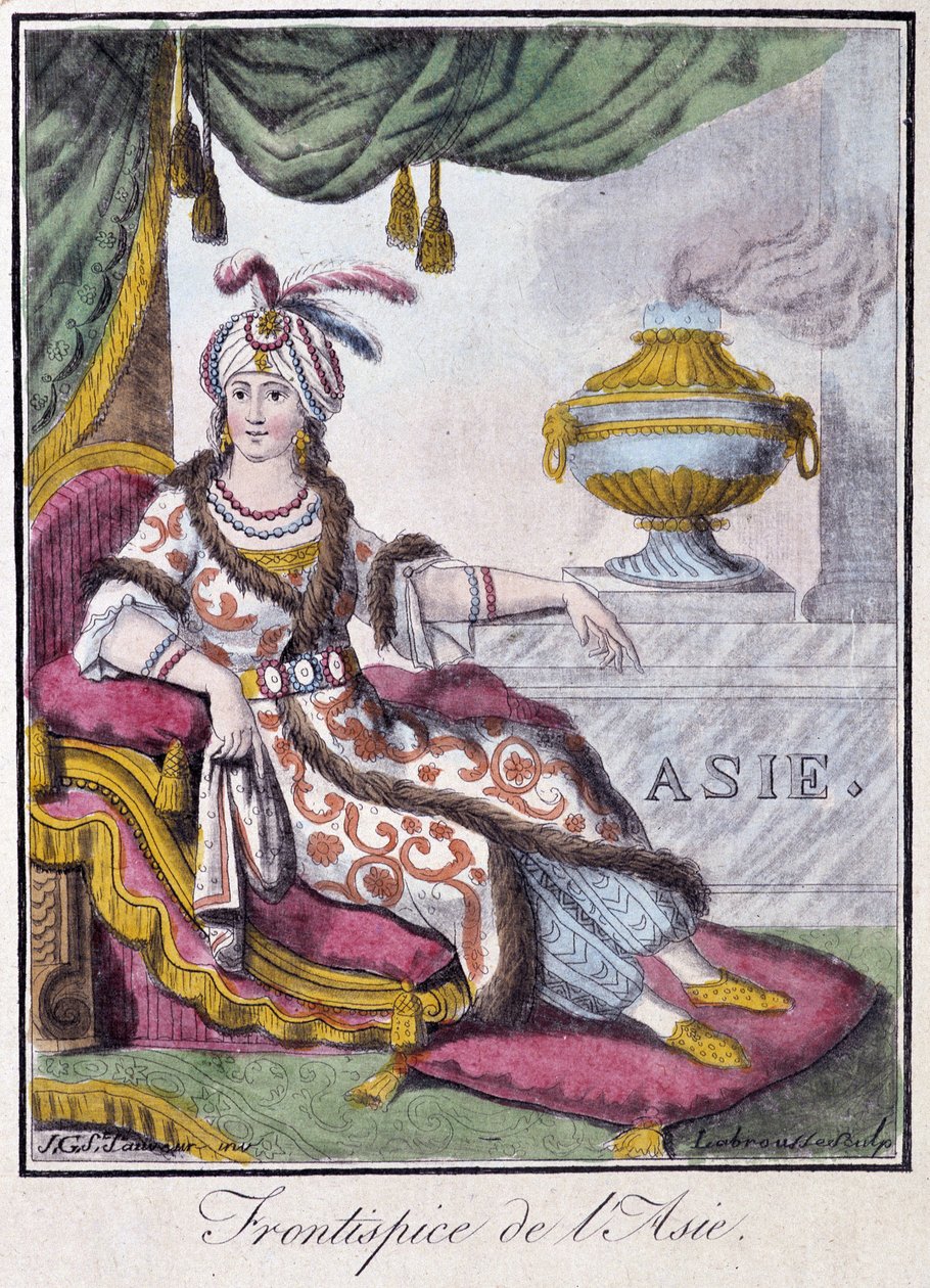 Frontispice of Asia - julkaisussa "" Encyclopedia of Travels"", kirjoittanut Grasset St Sauveur, toim. 1796 tekijältä Jacques Grasset de Saint Sauveur