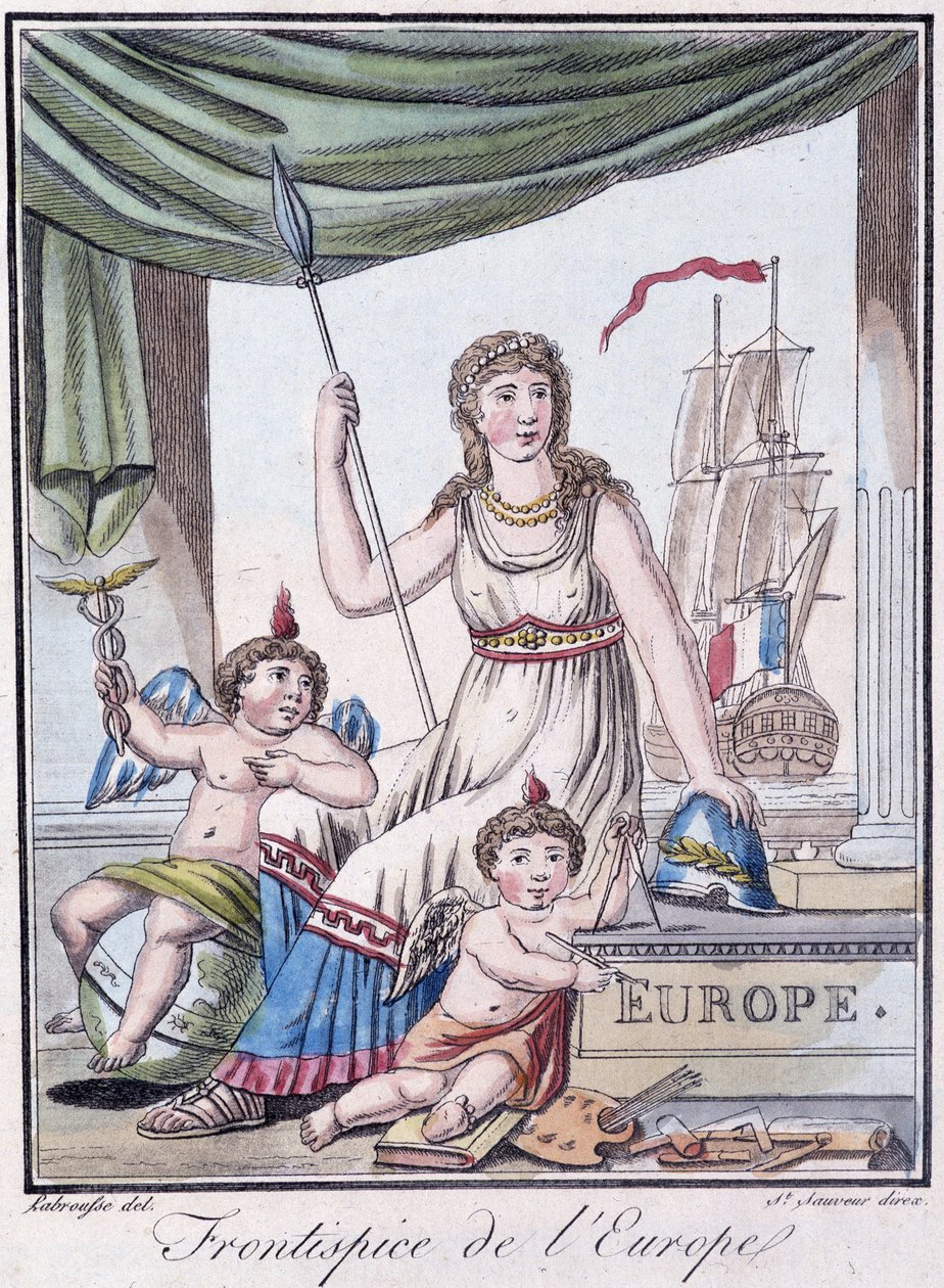 Frontispice of Europe - julkaisussa "" Encyclopedia of Travels"", kirjoittanut Grasset St Sauveur, toim. 1796 tekijältä Jacques Grasset de Saint Sauveur