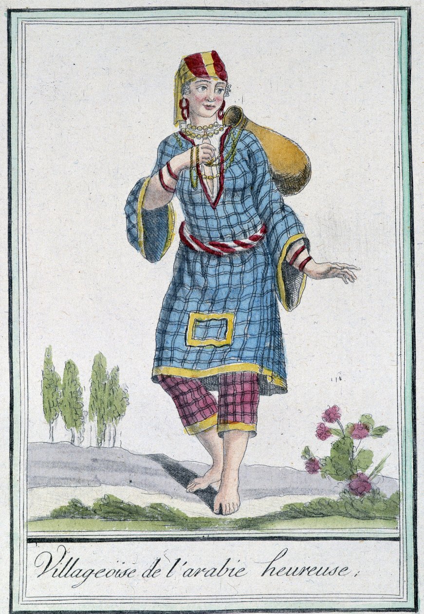 Happy Arabian Village - julkaisussa "" Encyclopedia of Travels"", kirjoittanut Grasset St Sauveur, toim. 1796 tekijältä Jacques Grasset de Saint Sauveur
