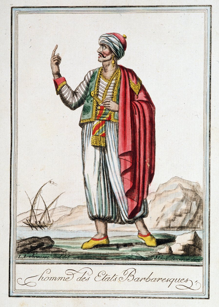 Man of the Barbarian States, "" Encyclopedia of Voyages"", kirjoittanut J. Grasset Saint-Sauveur (Saint Sauveur) tekijältä Jacques Grasset de Saint Sauveur