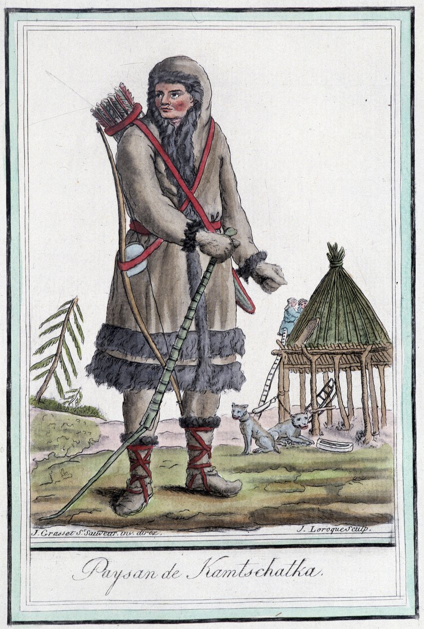 Kamchatkan talonpoika - Grasset St Sauveurin "" Matkojen tietosanakirjassa" Pariisissa tekijältä Jacques Grasset de Saint Sauveur