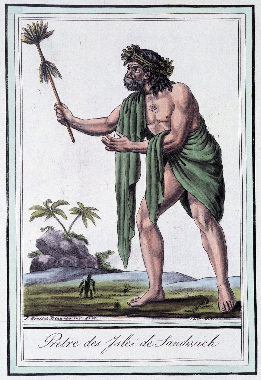 Sandwichsaarten pappi - Grasset Saint Sauveurin "" Encyclopedia of Travels" -julkaisussa, toim. Pariisi 1796 tekijältä Jacques Grasset de Saint Sauveur