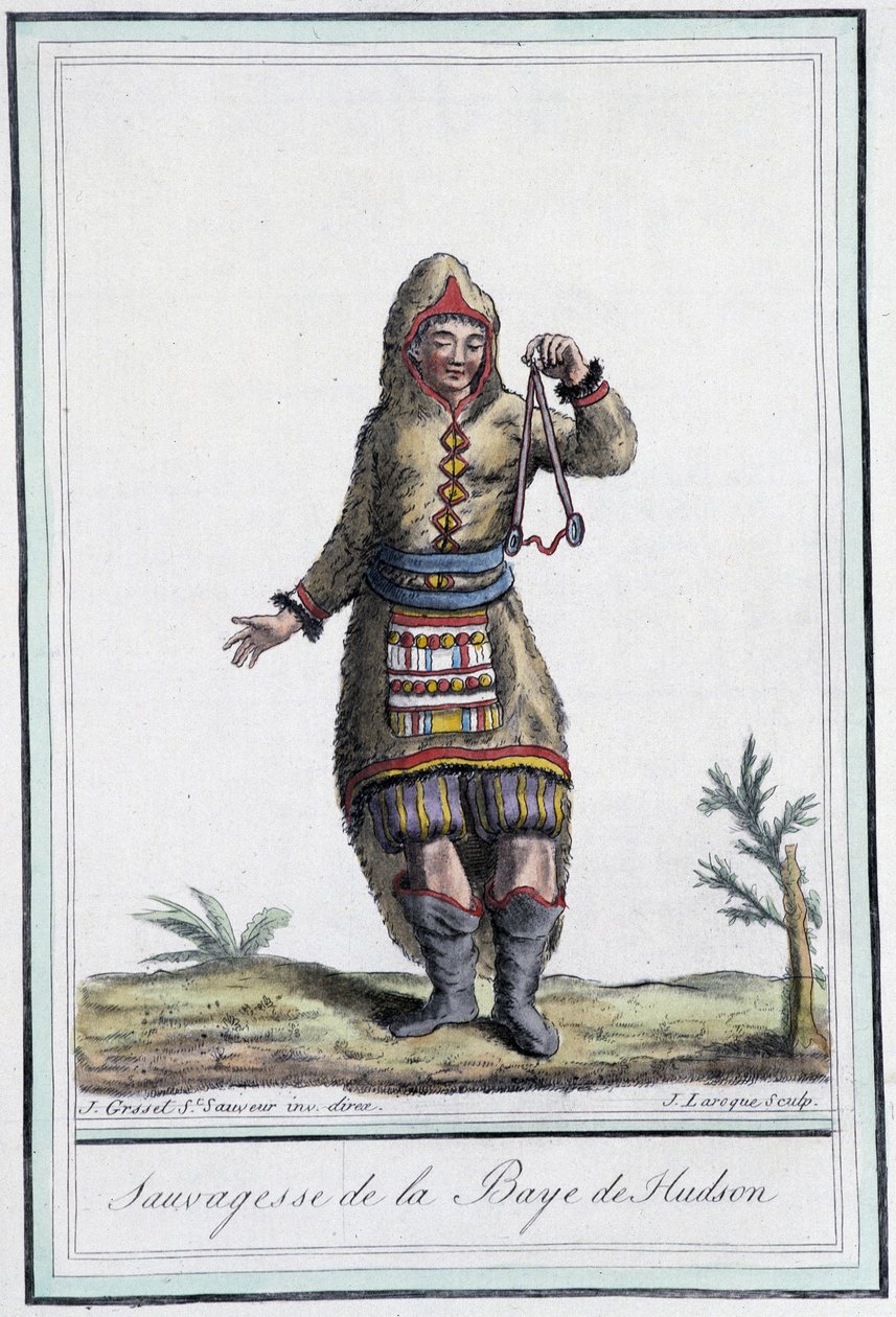 Sauvagesse of Hudson Bay (Kanada) - Grasset St Sauveurin "" Encyclopedia of Travels" -julkaisussa, toim. 1796 tekijältä Jacques Grasset de Saint Sauveur