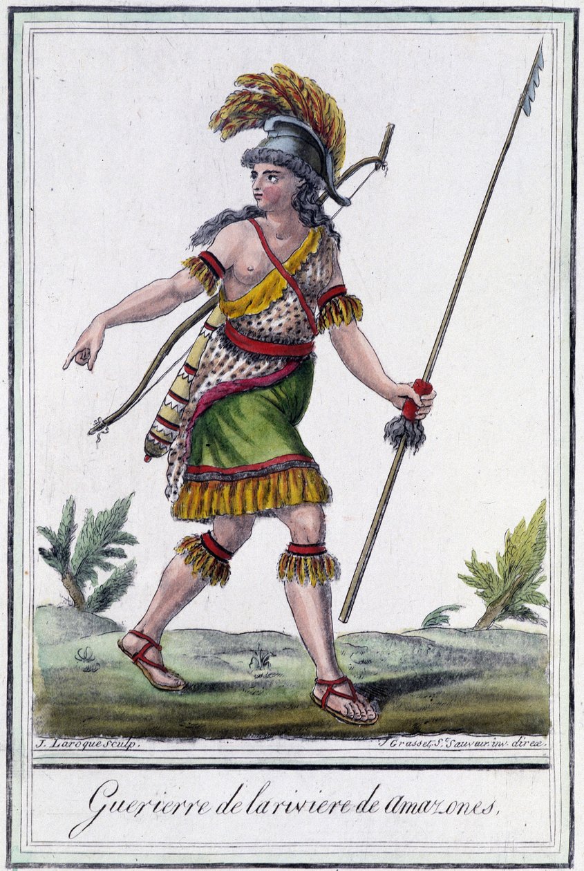 Amazon-joen soturi - Grasset St Sauveurin "" Encyclopedia of Voyages" -julkaisussa, toim. 1796 tekijältä Jacques Grasset de Saint Sauveur
