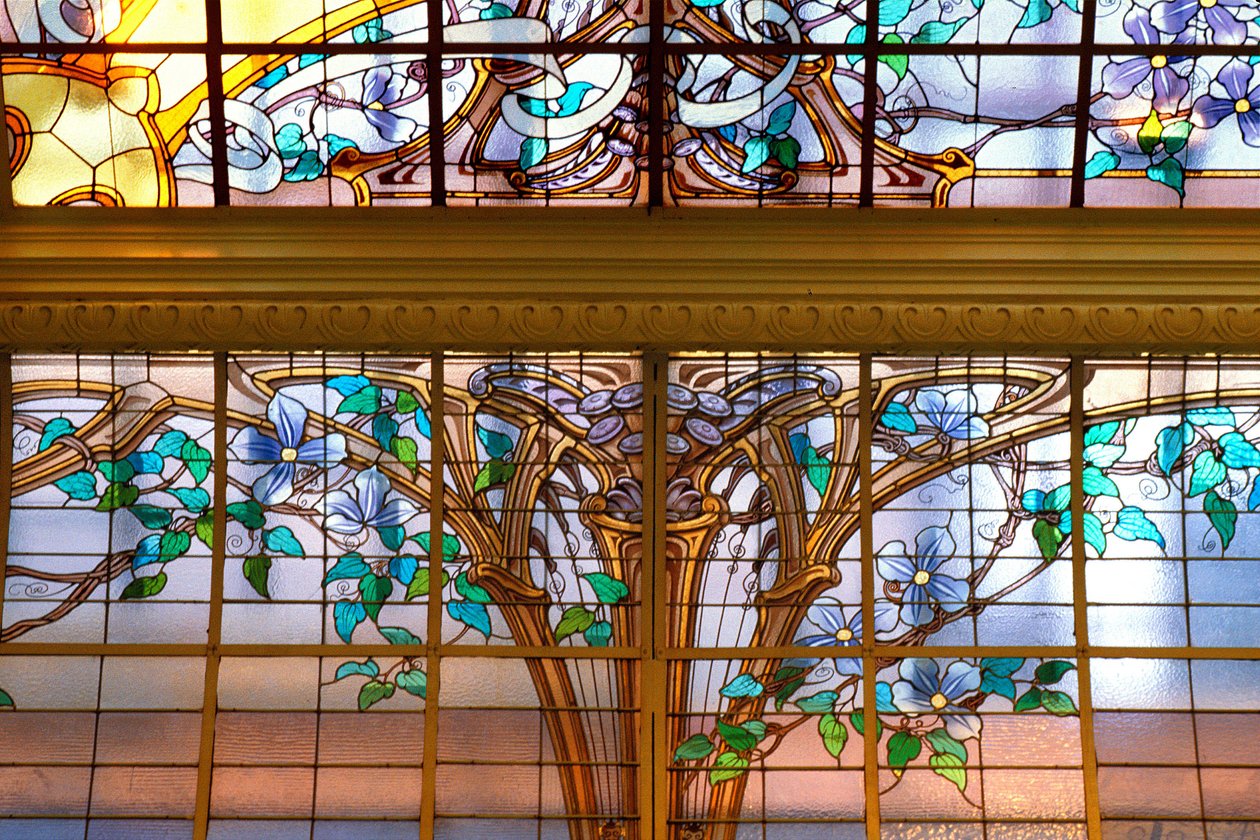 Nancy (osasto 54), Art Nouveau, "" La verriere aux Clematites"" (1901), Jacques Gruberin lasimaalaus (1870-1936) tekijältä Jacques Gruber