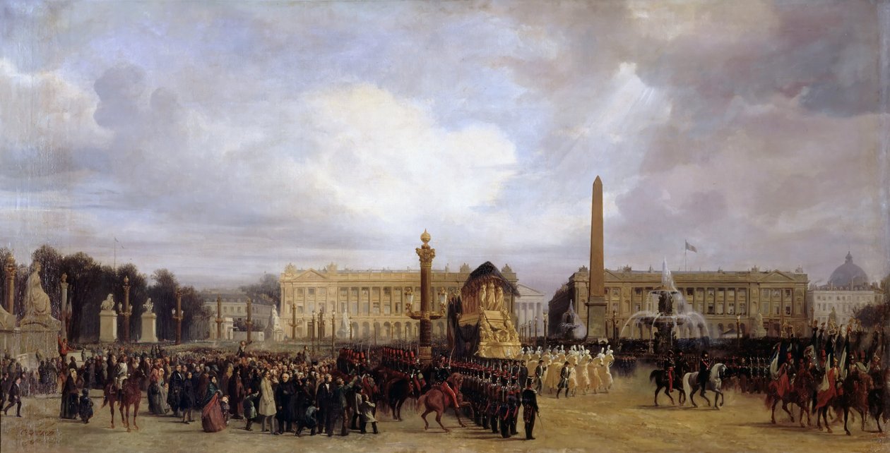 Napoleon I:n hautauskorteesi kulkee Place de la Concorden läpi 15. joulukuuta 1840 tekijältä Jacques Guiaud