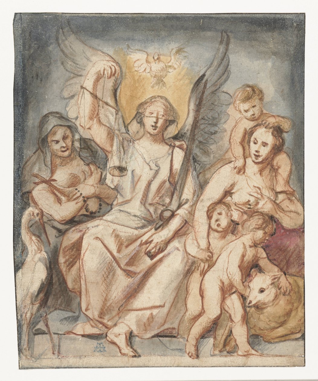 Oikeudenmukaisuus, istuu uskon ja rakkauden välissä tekijältä Jacques Jordaens