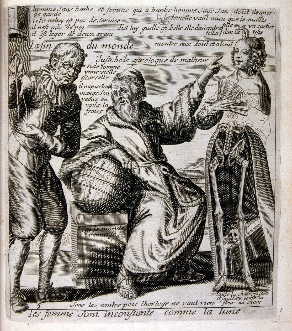 1600-luvun kaiverrettu kuvitus sananlaskujen kokoelmasta. Pariisi 1657-1663. Tekijä Jacques Lagniet (1620-1675). Ranskalainen kaivertaja. Häneltä on peräisin monia yhteiskuntakriittisiä kaiverruksia ja pilakuvia, kuten hänen toisinaan groteskit ja fantasti tekijältä Jacques Lagniet