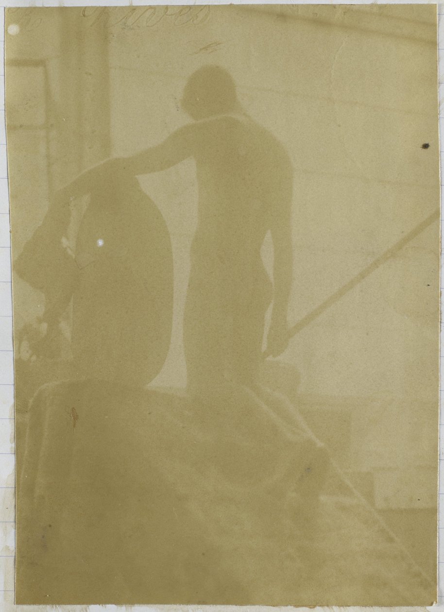 Jacques de Lalaingin studiossa tutkitaan polvistuneena ja takaa katsottuna miesalastonta mallia tekijältä Jacques Lalaing (attributed to)