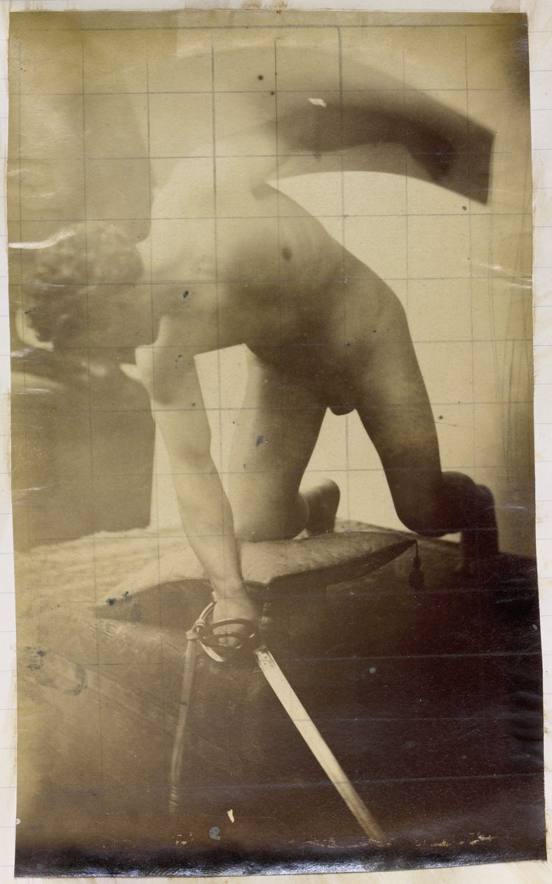 Tutkimus miesalastomallista, polvillaan miekka ja kilpi käsissä, Jacques de Lalaingin työpajassa tekijältä Jacques Lalaing (attributed to)