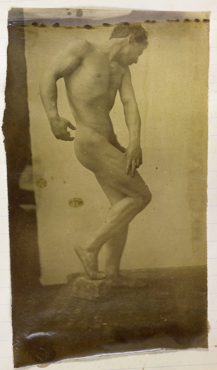 Tutkimus miespuolisesta alastonmallista, seisovasta ja hieman koukussa edestä katsottuna, Jacques de Lalaingin studiossa tekijältä Jacques Lalaing (attributed to)