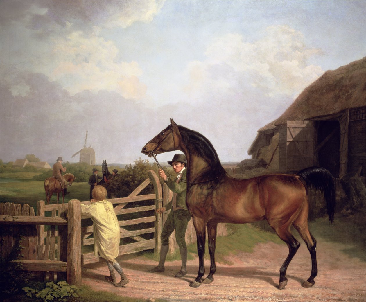 "Bay Ascham", ori, joka johti portin läpi tammalle, 1804 tekijältä Jacques Laurent Agasse