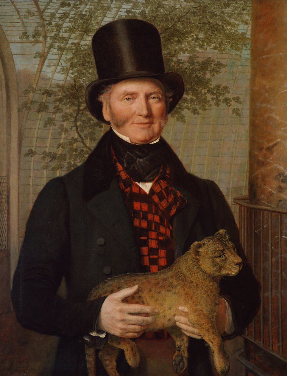 Muotokuva Edward Crossista pitelemässä leijonanpentua, 1838 tekijältä Jacques Laurent Agasse