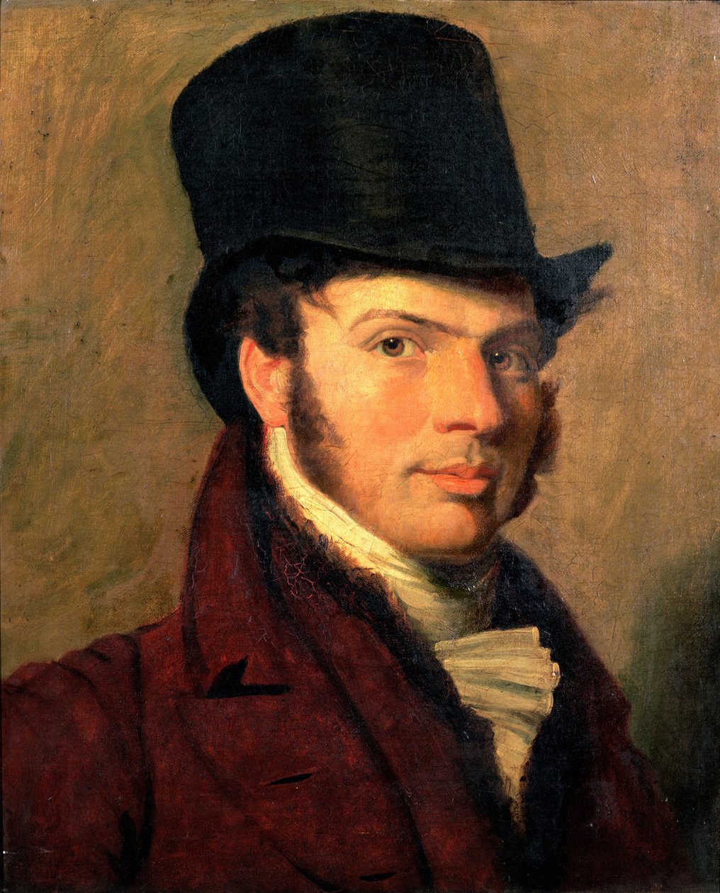 Muotokuva nuoresta miehestä silinterihattu päässä tekijältä Jacques Laurent Agasse