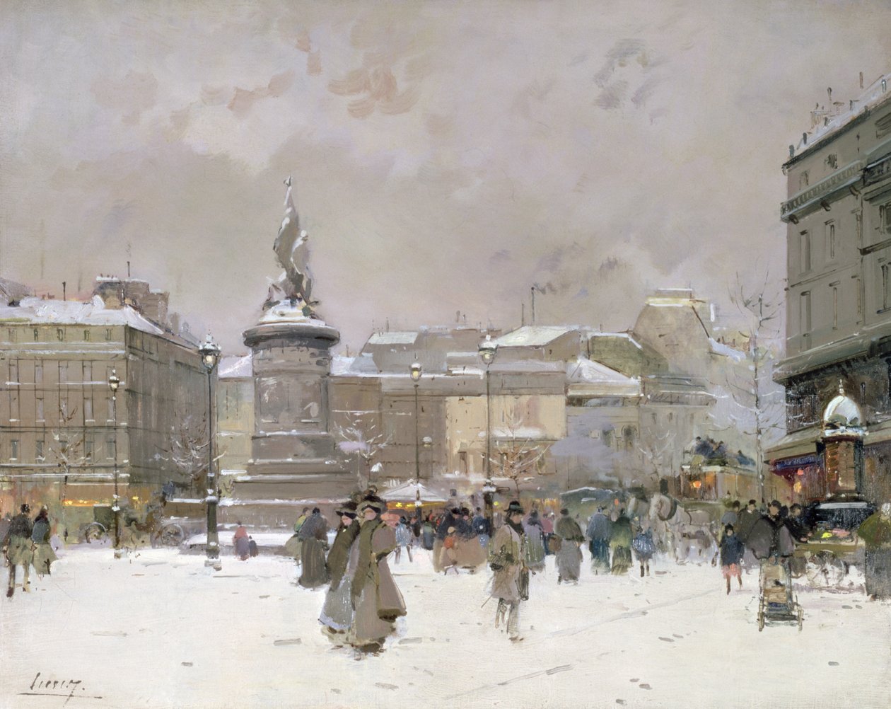 Place de Clichy (öljy paneelissa) tekijältä Jacques Lieven