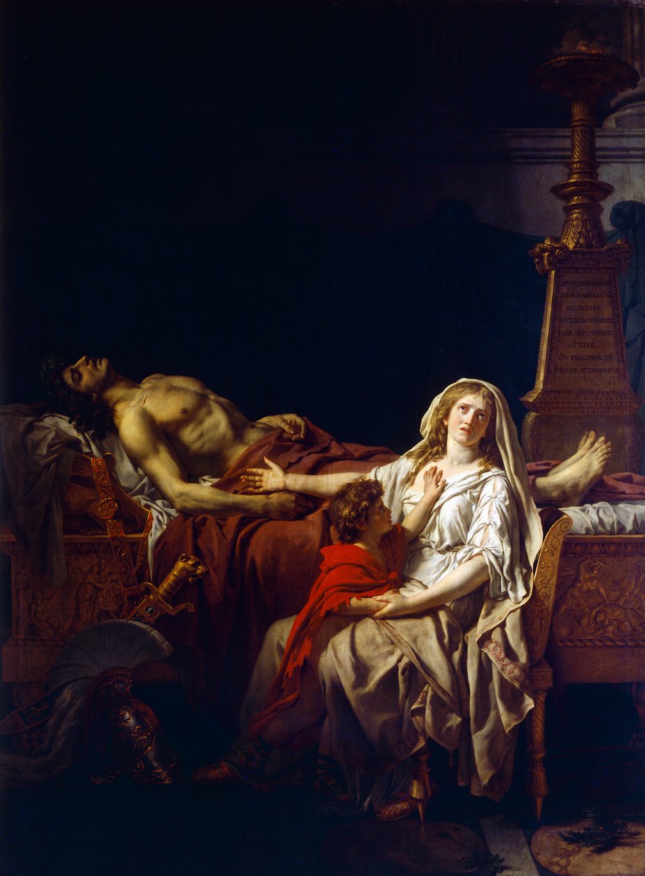 Andromache suree Hectorin ruumista, kirjoittanut Jacques-Louis David (1748-1825) tekijältä Jacques Louis (studio of) David