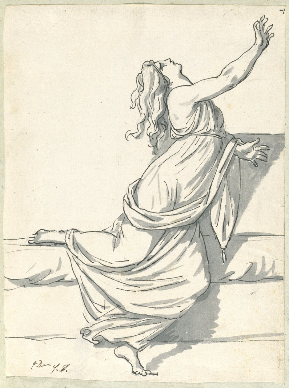 Hämmentynyt nainen, jonka pää on heitetty takaisin tekijältä Jacques Louis David