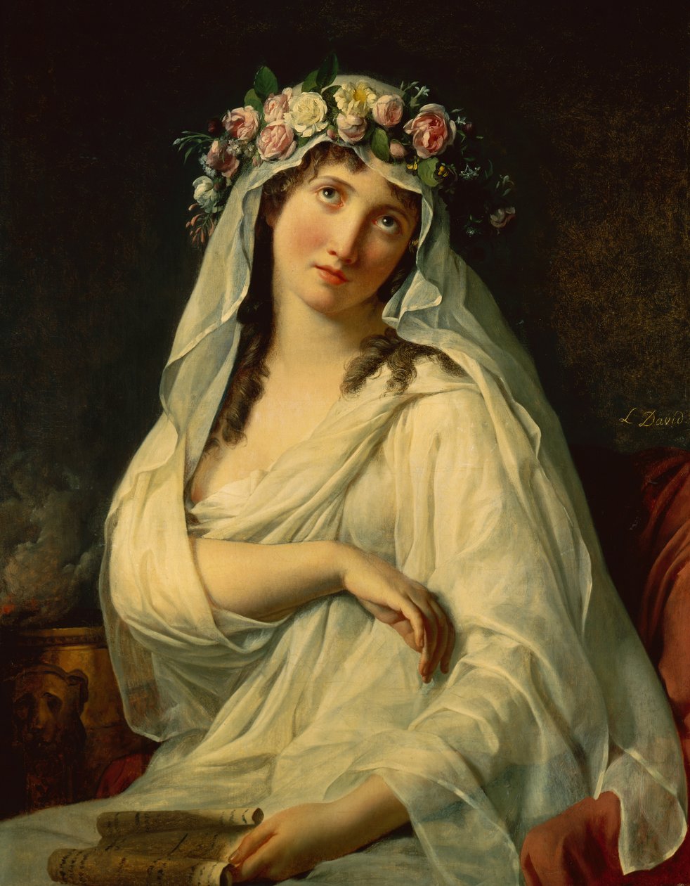 Kukilla kruunattu Vestal-neitsyt tekijältä Jacques Louis David
