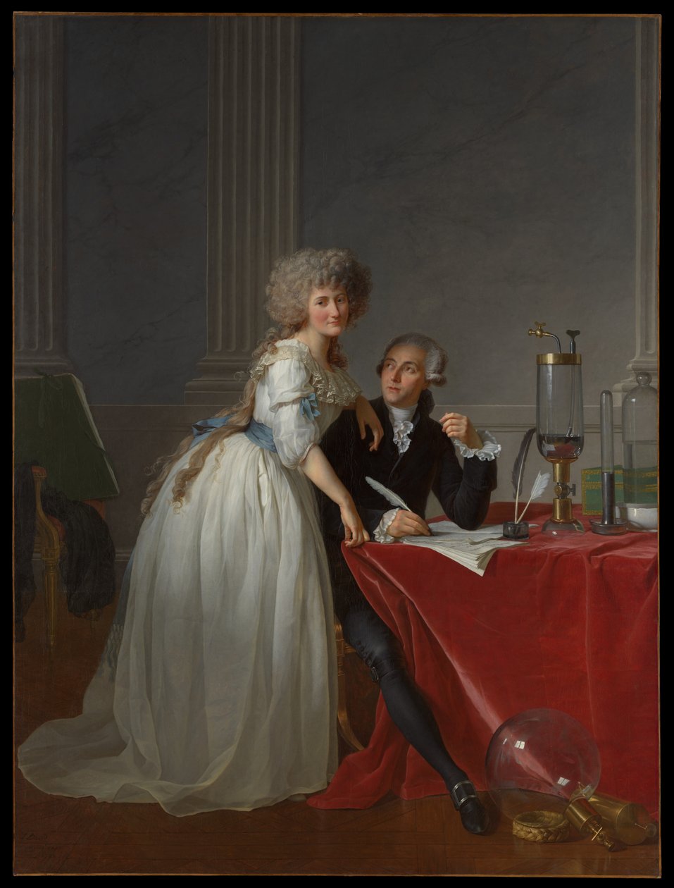 Antoine Laurent Lavoisier (1743-1794) ja Marie Anne Lavoisier (Marie Anne Pierrette Paulze, 1758-1836) tekijältä Jacques Louis David