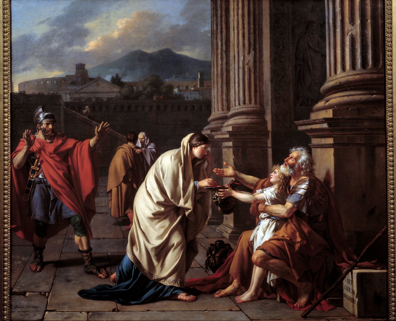 Belisaire (500-565) pyytää alumonia. (Belisarios - Flavius Belisarius) Jacques Louis Davidin (1748-1825) maalaus tekijältä Jacques Louis David
