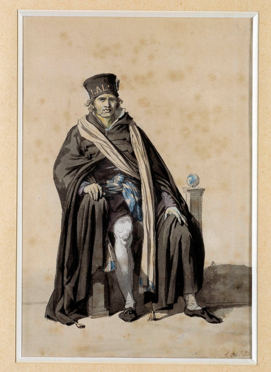 Konventti: kansalaispukuprojekti 1793 "" Tuomarin tapa"" Jacques Louis Davidin (1748-1825) piirustus su. 0,3x0,2 m Versailles, musee du chateau tekijältä Jacques Louis David
