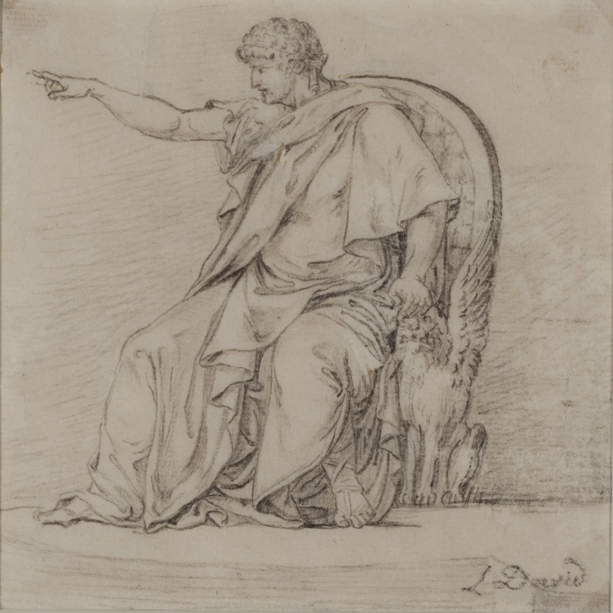 Draped figuuri, 1700-luvun loppu (kynä paperille) tekijältä Jacques Louis David