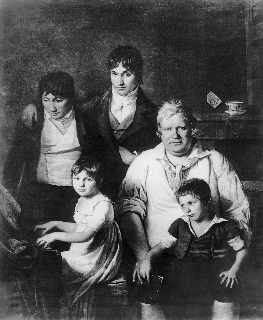 Perhemuotokuva, joka tunnettiin aiemmin nimellä Michel Gerard (1737-1815) konventin jäsen perheensä kanssa, 1700-luvun loppu (bw kuva) tekijältä Jacques Louis David