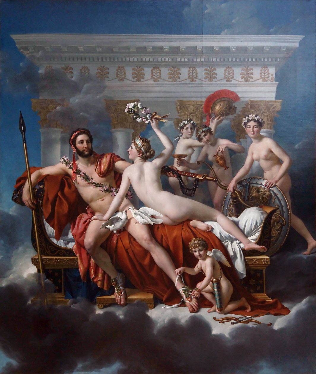 French: Mars désarmé par Vénus Mars Being Disarmed by Venus (Mars Venus riisuu aseista) tekijältä Jacques Louis David