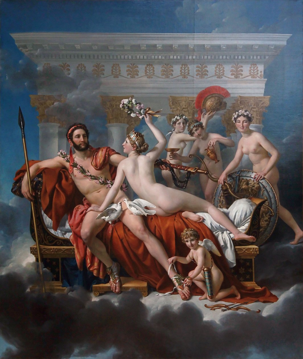 French: Mars désarmé par Vénus Mars Being Disarmed by Venus (Mars Venus riisuu aseista) tekijältä Jacques Louis David