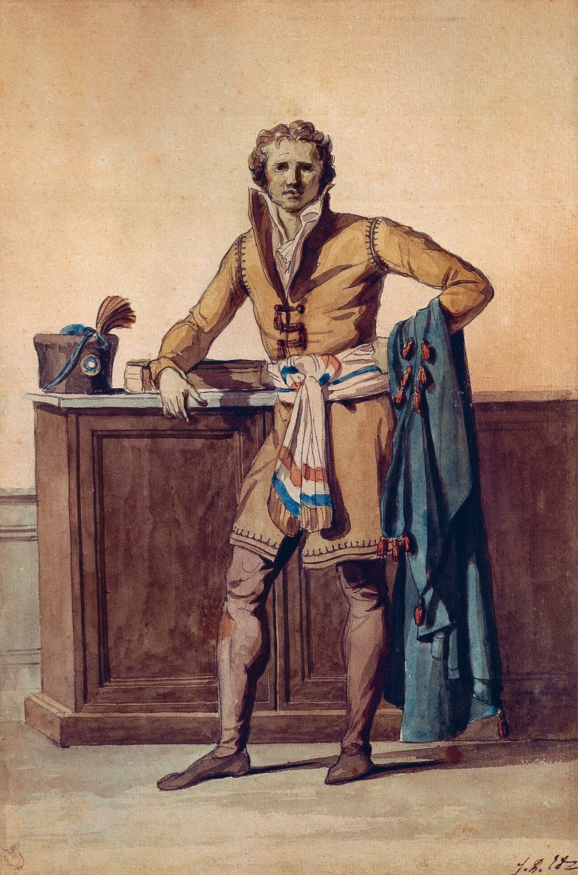 Ranskan kansalaisen sisäpuku (akvarelli) tekijältä Jacques Louis David