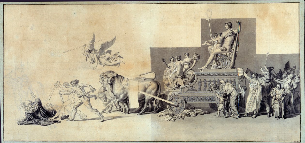 Le triumphe du peuple francais Jacques Louis Davidin (1748-1825) johtajan piirustus a la mine de 1793 Paris, Musee Carnavalet tekijältä Jacques Louis David