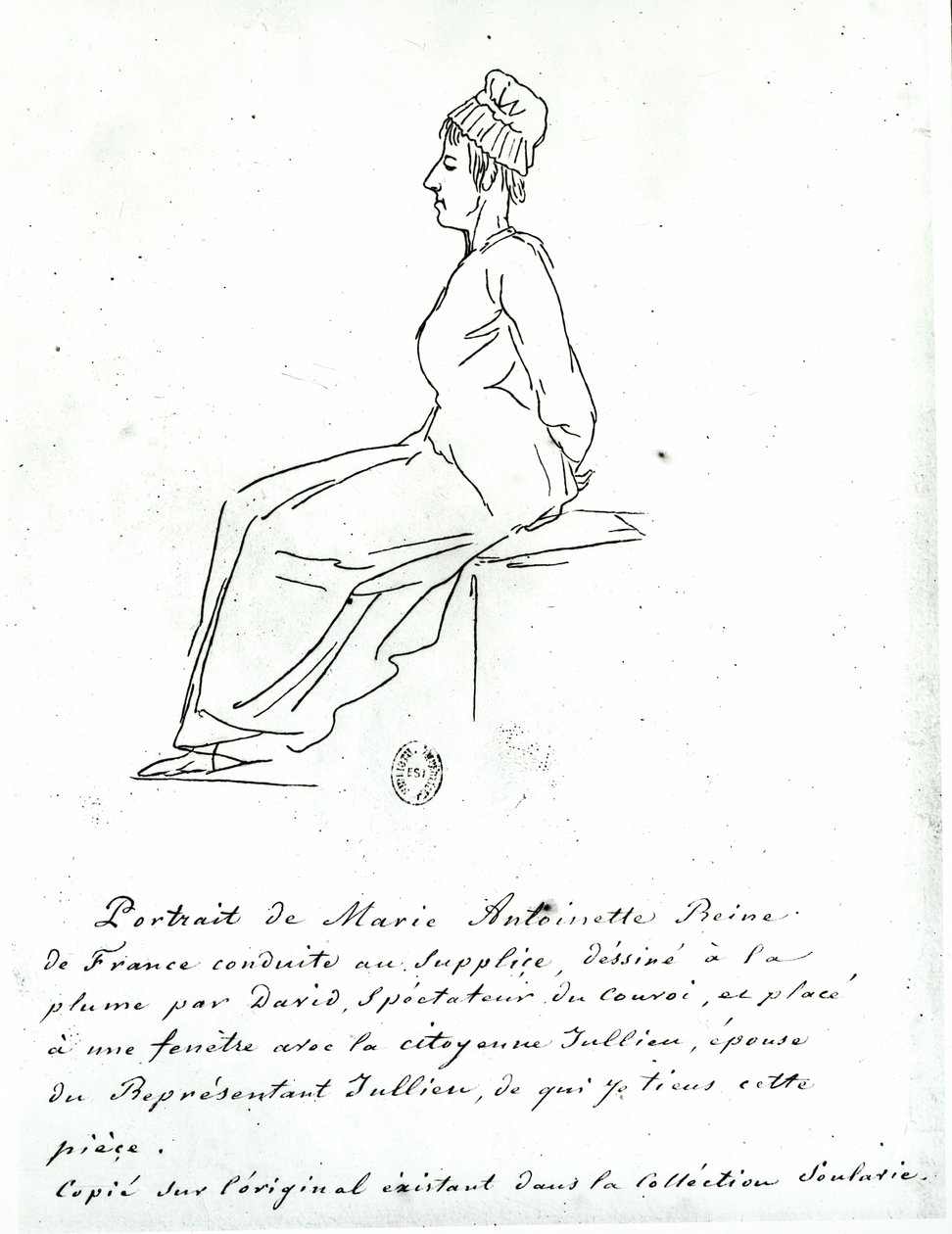 Marie-Antoinette (1755-93) matkalla teloitukseensa, 1793 tekijältä Jacques Louis David
