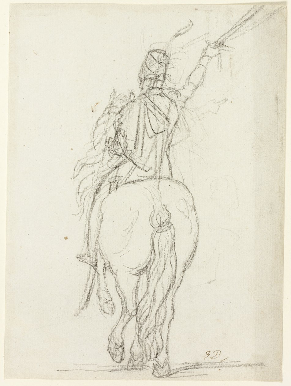 Ratsuväen upseeri takaapäin tekijältä Jacques Louis David