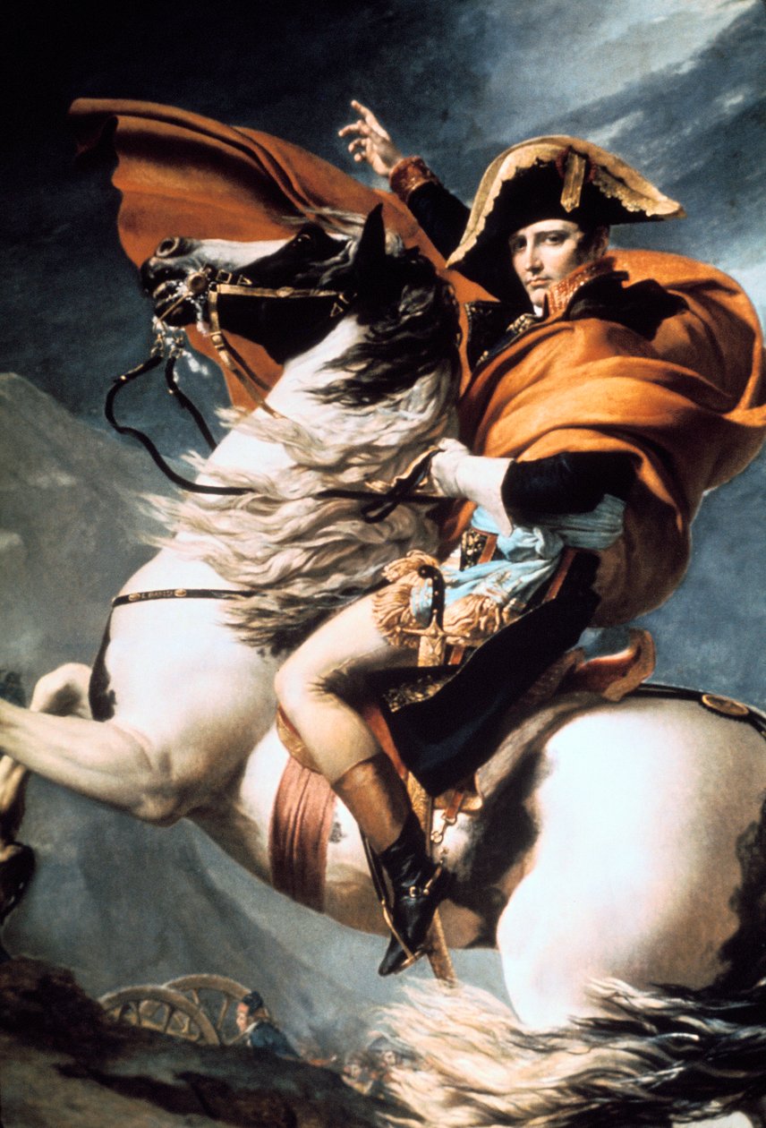 Napoleon ylittää Alpit, yksityiskohta, c1800. tekijältä Jacques Louis David