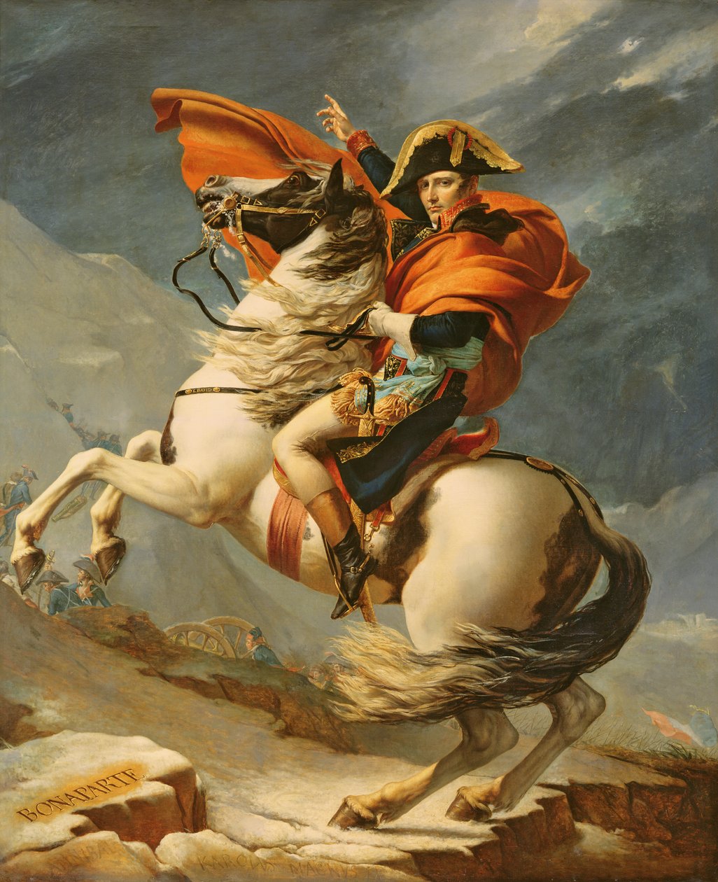 Napoleon ylittää Alpit 20. toukokuuta 1800 tekijältä Jacques Louis David