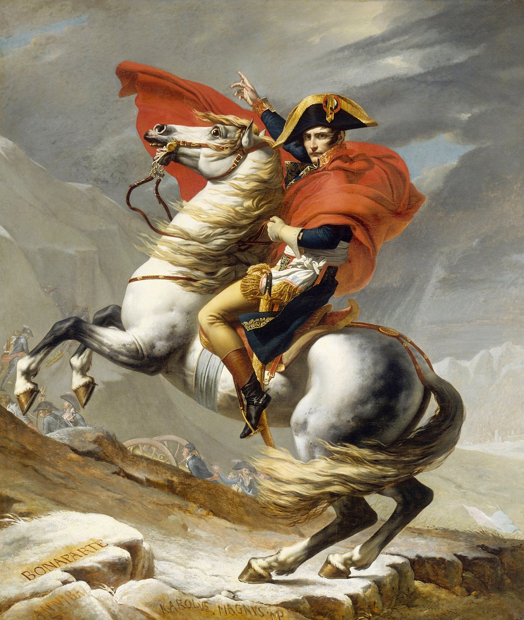 Napoleon ylittää Alpit 20. toukokuuta 1800 tekijältä Jacques Louis David