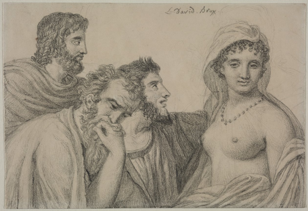 Phryné ennen tuomareita, noin 1816-1820 (musta liitu vellapaperille). tekijältä Jacques Louis David