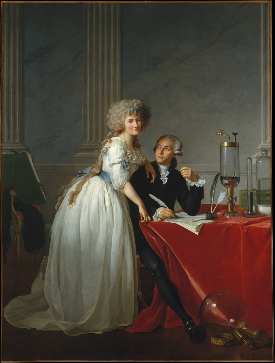 Muotokuva herra de Lavoisier ja hänen vaimonsa, kemisti Marie-Anne Pierrette Paulze tekijältä Jacques Louis David