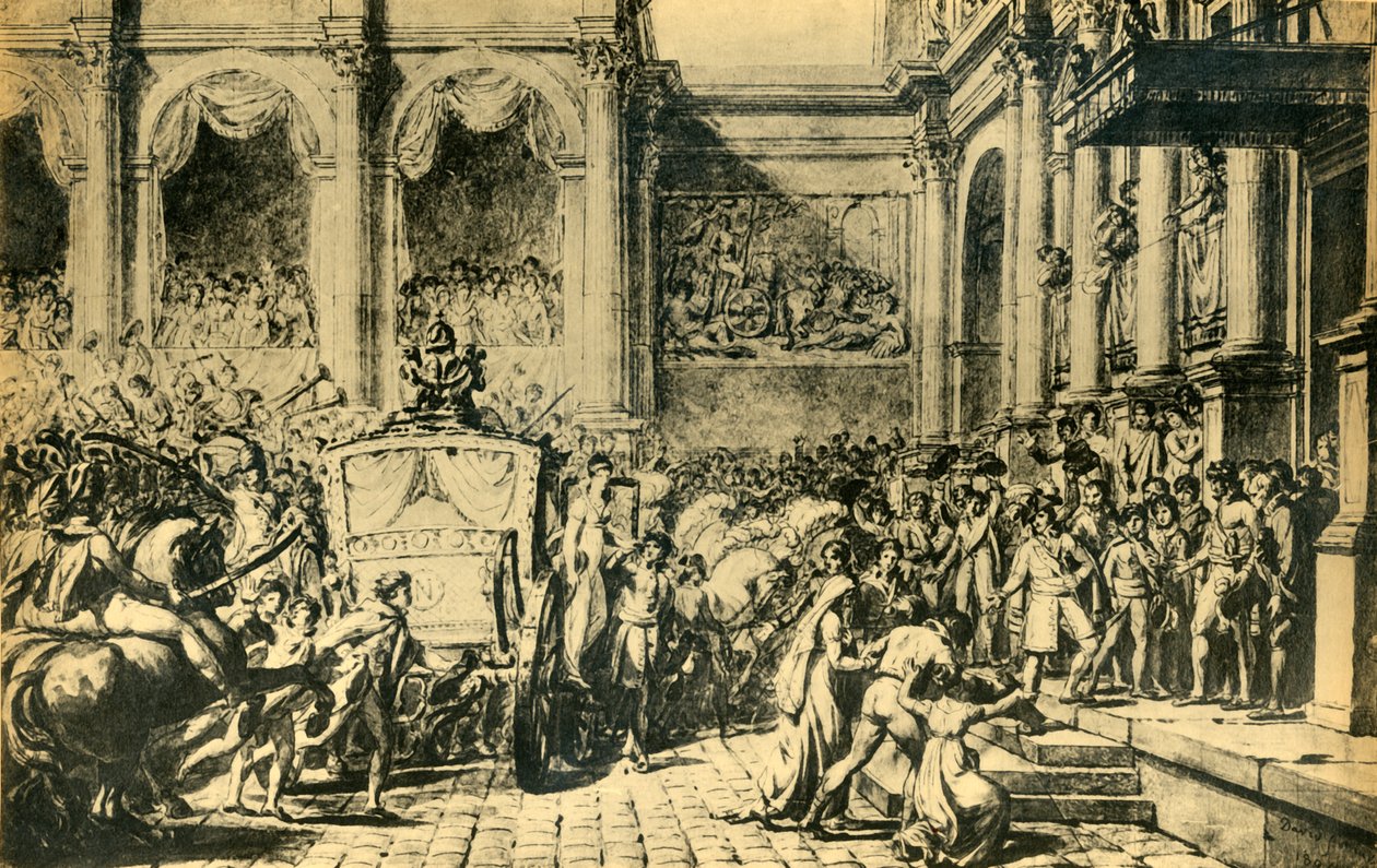 Keisarin ja keisarinnan vastaanotto Hôtel de Villessa, Pariisissa, 1804, 1921. tekijältä Jacques Louis David